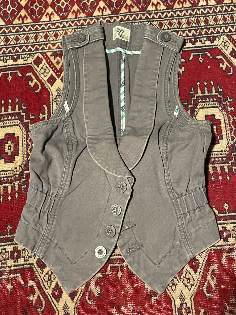 Women's Gray Button-Front Vest